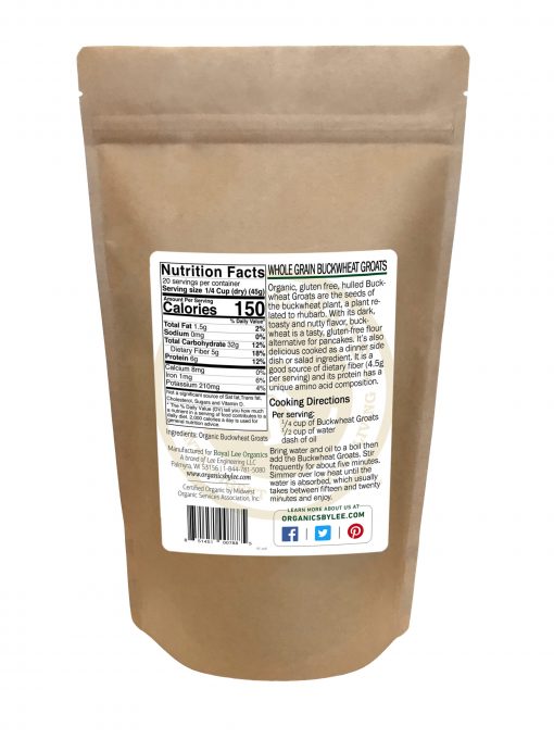 Buckwheat Groats Nutrition Facts from Royal Lee Organics