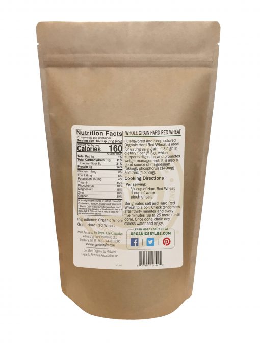 Hard Red Wheat Nutrition Facts from Royal Lee Organics